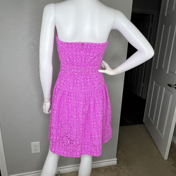 Lilly Pulitzer Size 2 Dress Akela Strapless Eyelet Orchid Oasis Fuchsia Pink - Picture 5 of 8